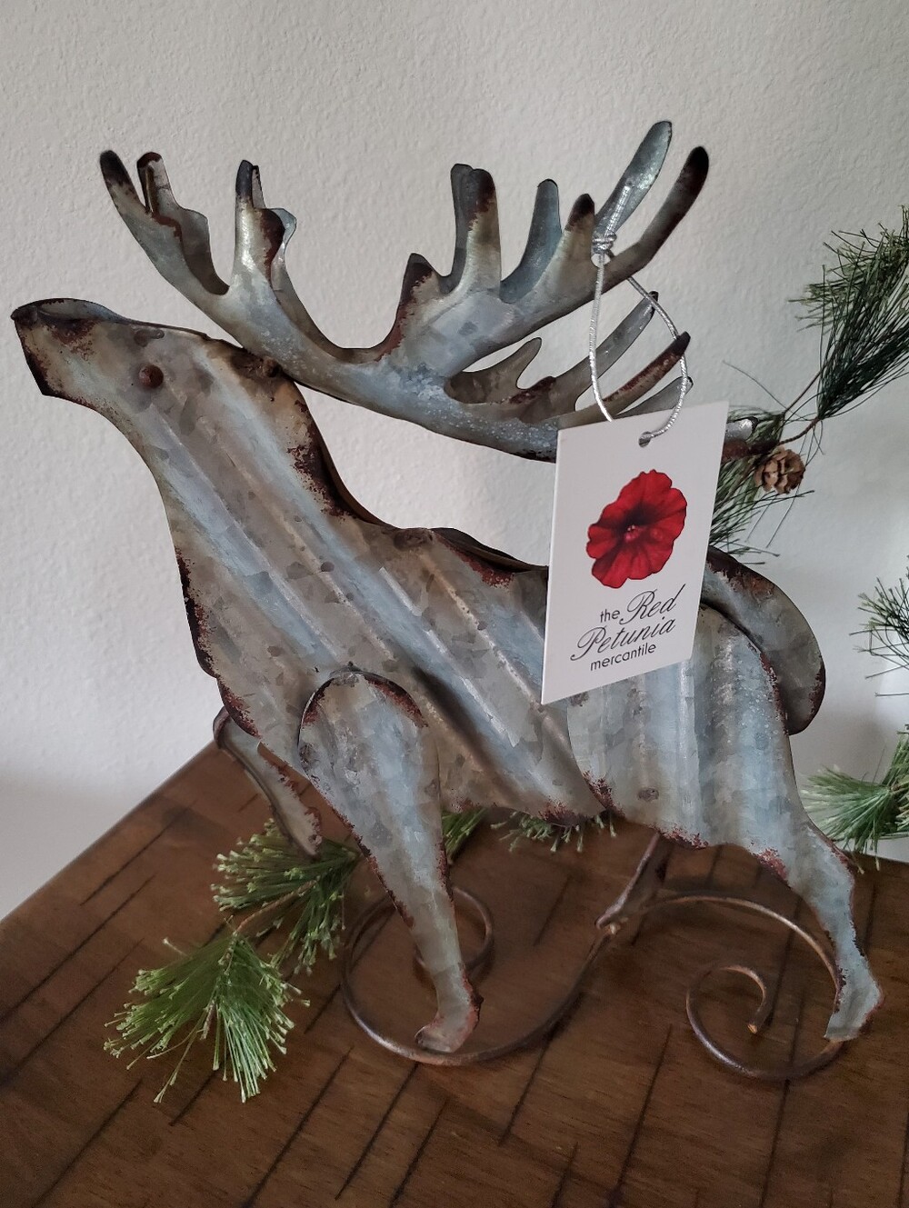 Distressed Metal Reindeer Rustic Corrugated Galvanized Tabletop Mantel Decor